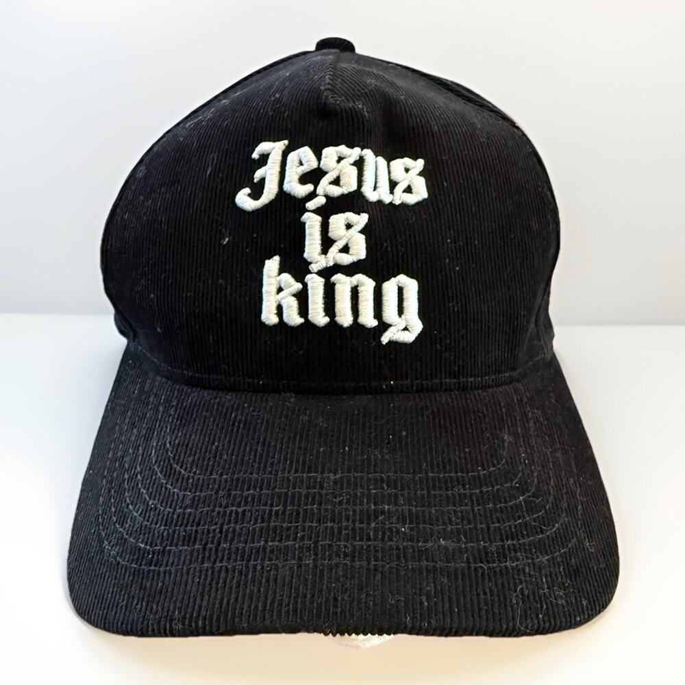 Jesus Is King Unisex Black Corduroy Adjustable SnapBack Hat Baseball Cap